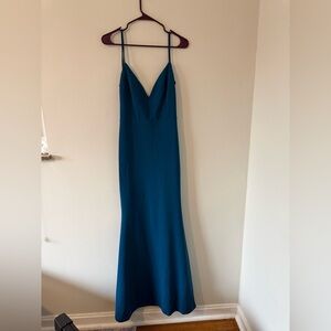 Alluring Delight Teal Blue Strappy Backless Mermaid Maxi Dress